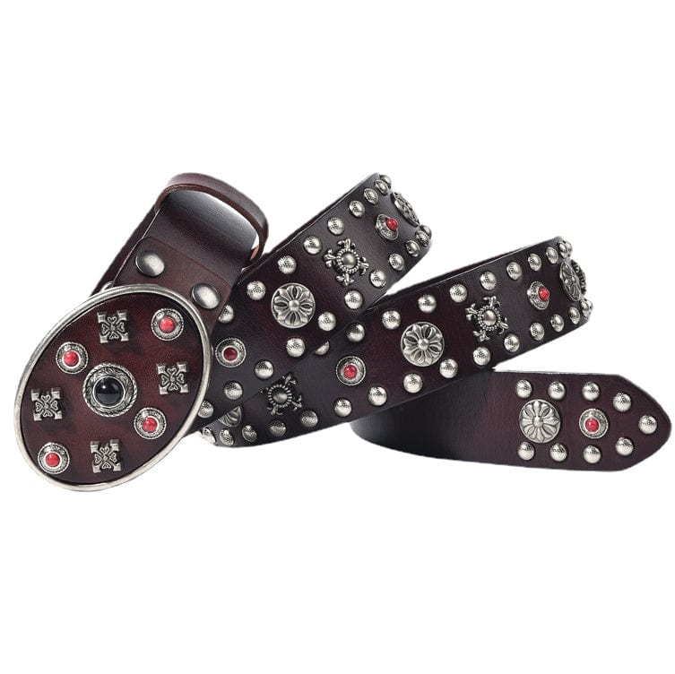 Kobine Men's Gothic Floral Studded Belt