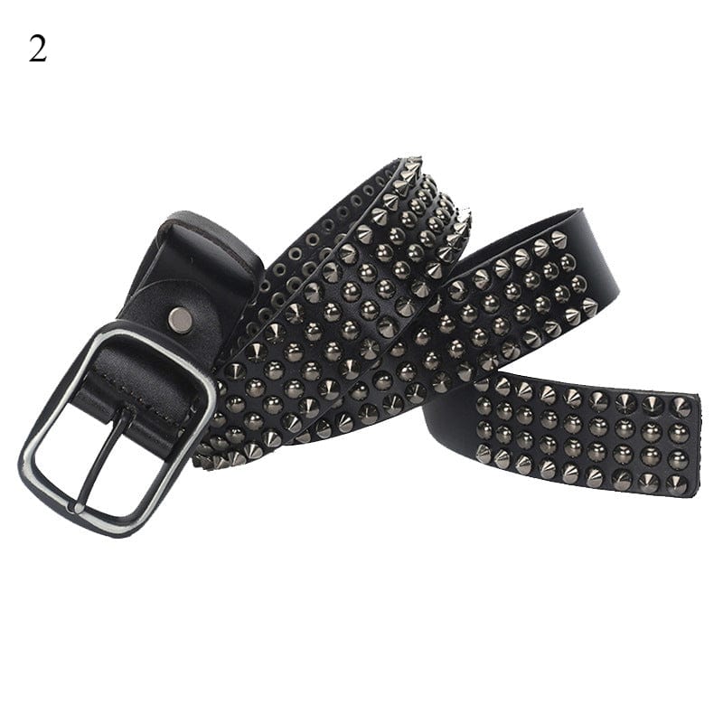 Kobine Men's Gothic Ripped Crack Belts With Rivets