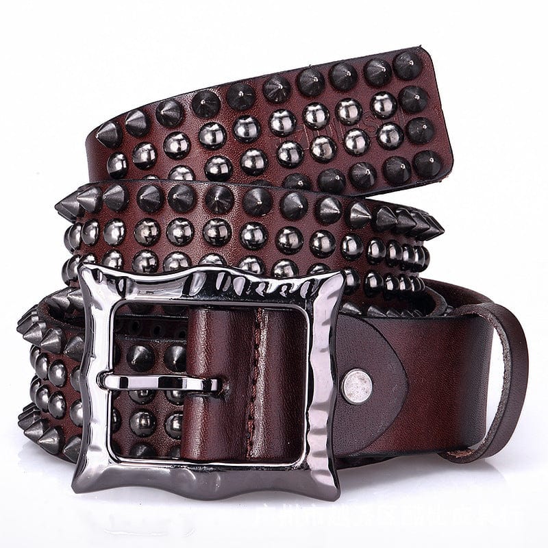 Kobine Men's Gothic Ripped Crack Belts With Rivets