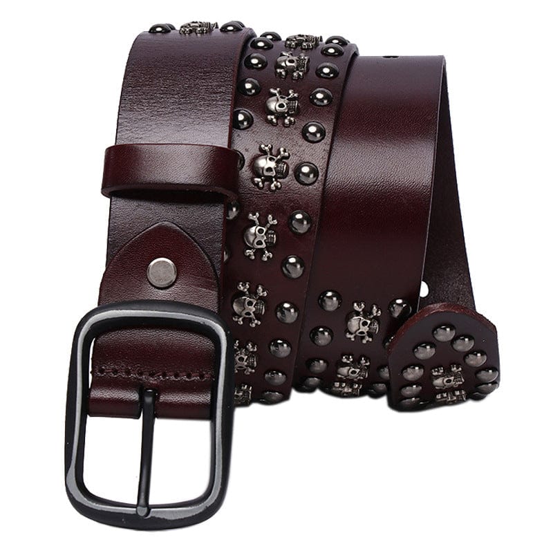 Kobine Men's Gothic Skull Studded Belt