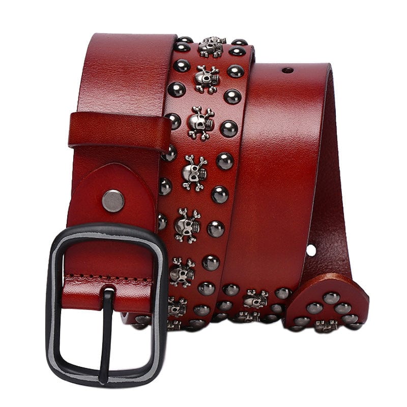 Kobine Men's Gothic Skull Studded Belt