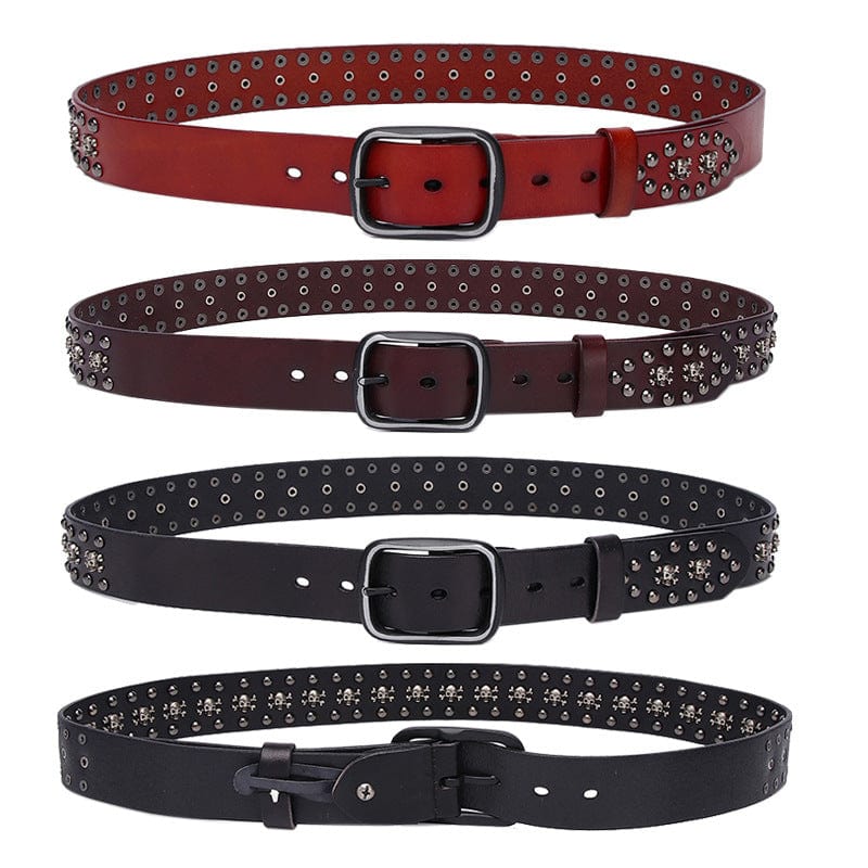 Kobine Men's Gothic Skull Studded Belt