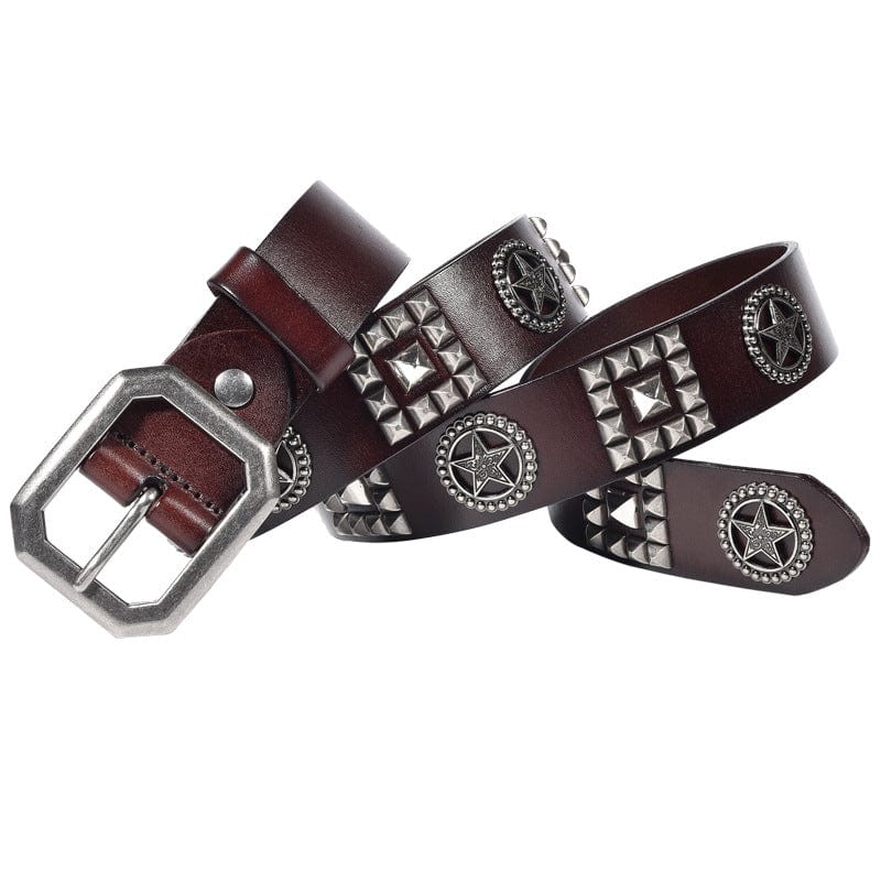 Kobine Men's Gothic Star Studded Belt