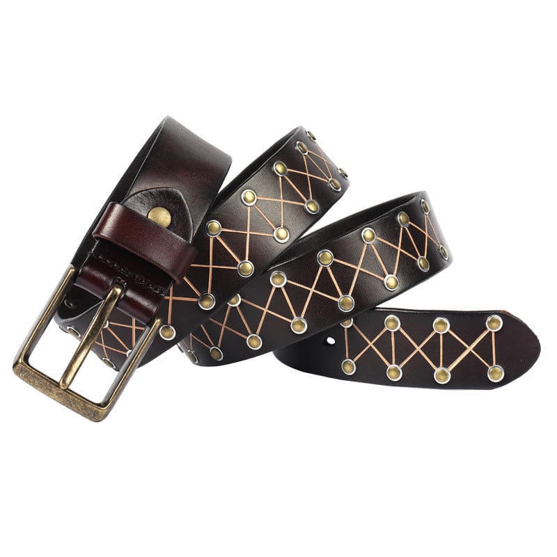 Kobine Men's Gothic Triangle Embossed Studded Belt