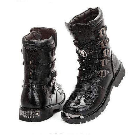 Kobine Men's Military Multi Buckles Boots Men Martin Boots Cowboy Boots