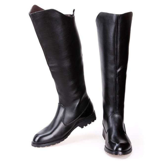 Kobine Men's Plain Toe Back Zip Martin Boots Men Riding Boots