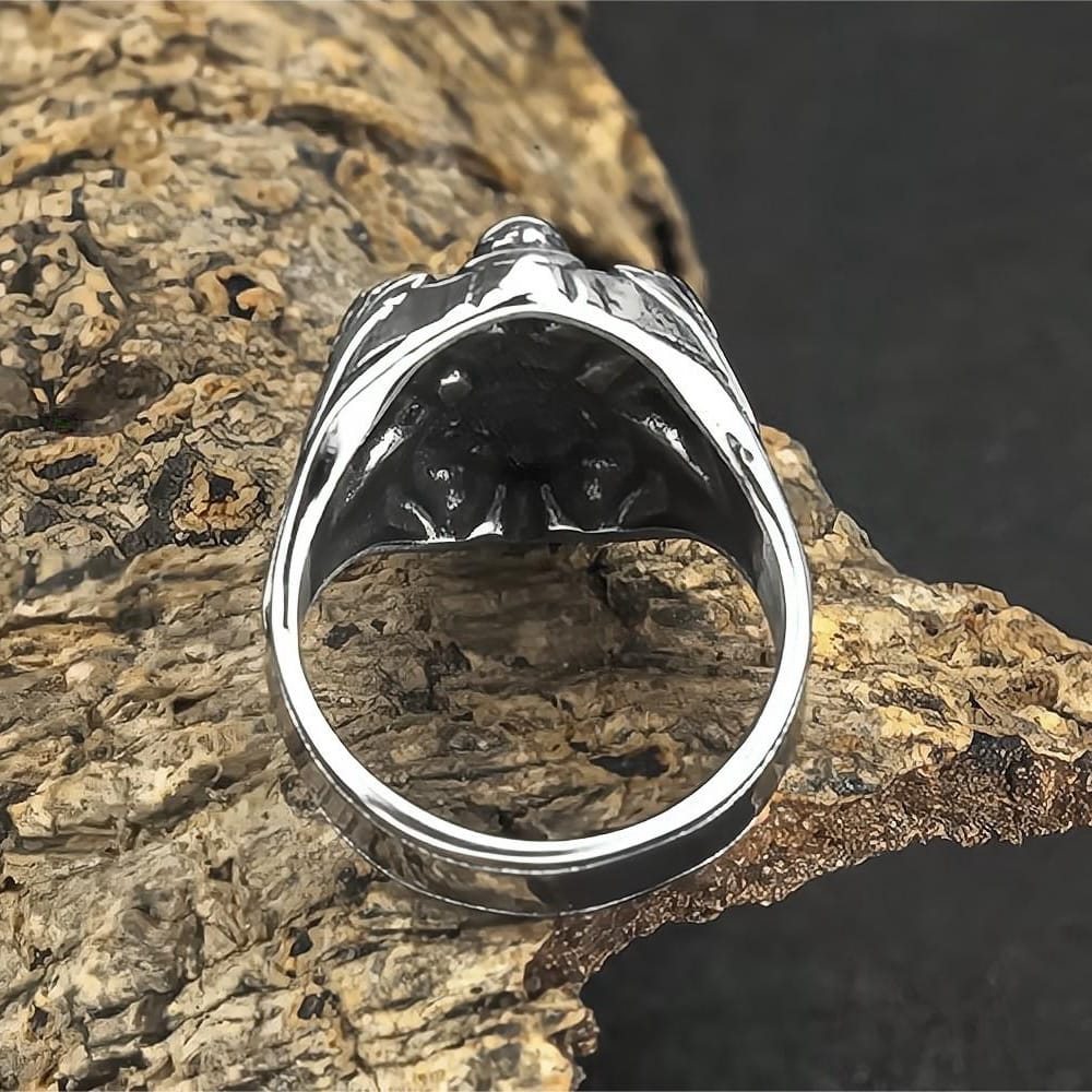 Kobine Men's Punk 3D Sculpted Angel Sword Shield Ring
