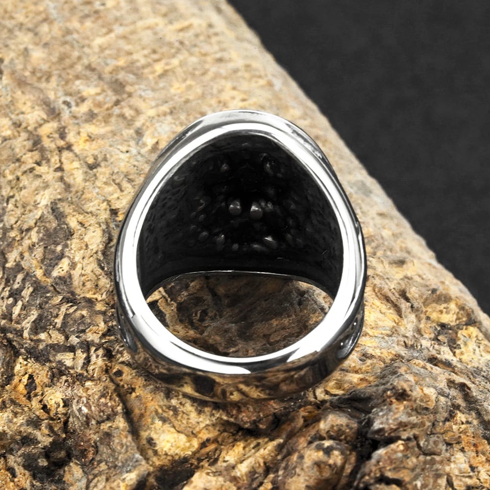 Kobine Men's Punk Antiqued 3D Sculpted Wolf Head Ring