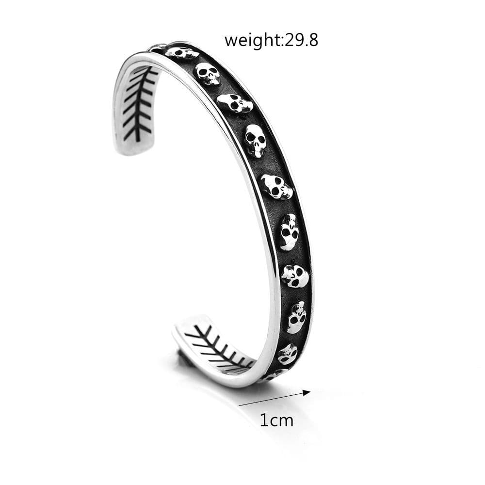 Kobine Men's Punk Antiqued Skull Open Cuff Bracelet