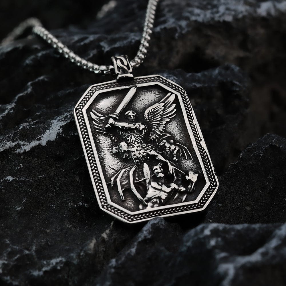 Kobine Men's Punk Archangel Michael Necklace