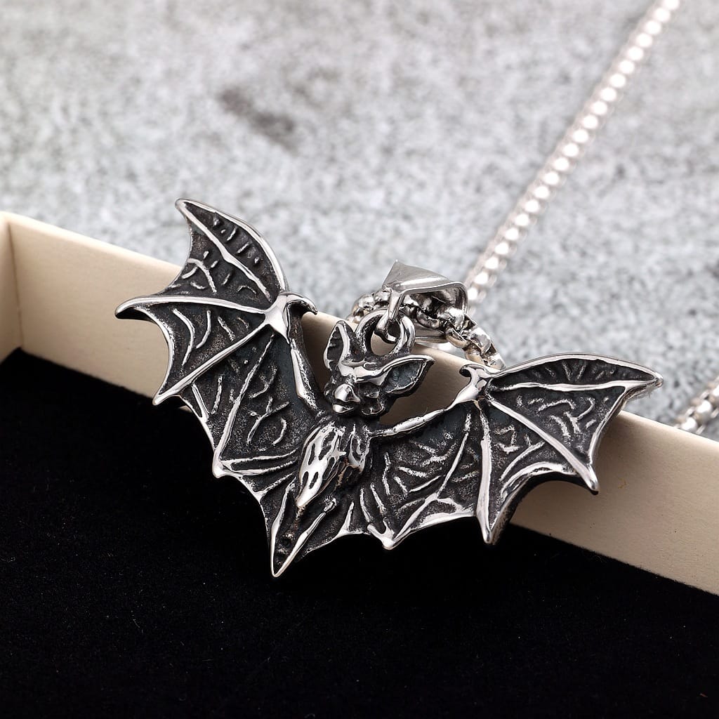 Kobine Men's Punk Bat Pendant Necklace
