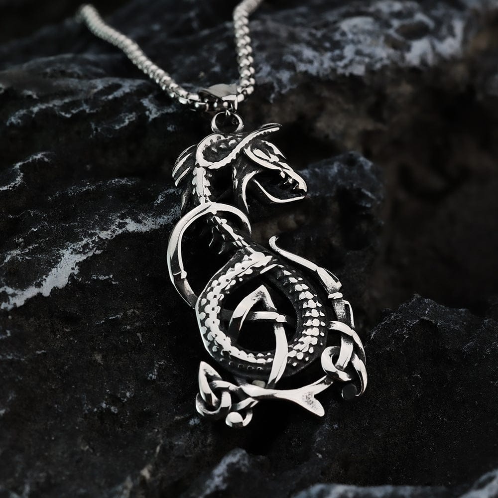 Kobine Men's Punk Celtic Dragon Knot Necklace