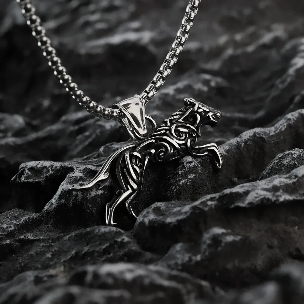 Kobine Men's Punk Compass Pendant Necklace