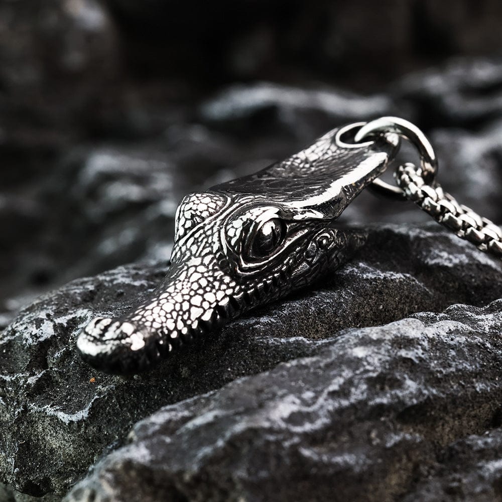 Kobine Men's Punk Crocodile Head Necklace