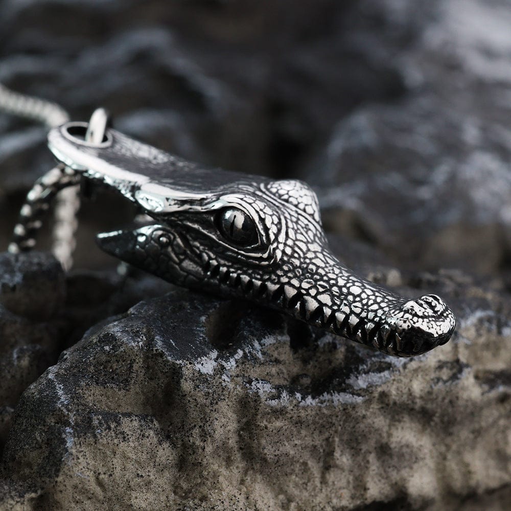 Kobine Men's Punk Crocodile Head Necklace