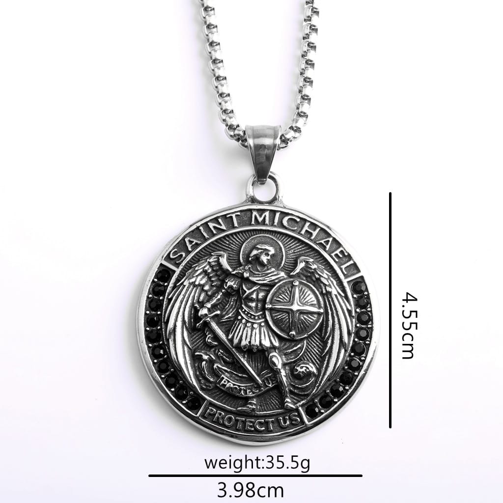 Kobine Men's Punk Diamante Angel Letter Necklace