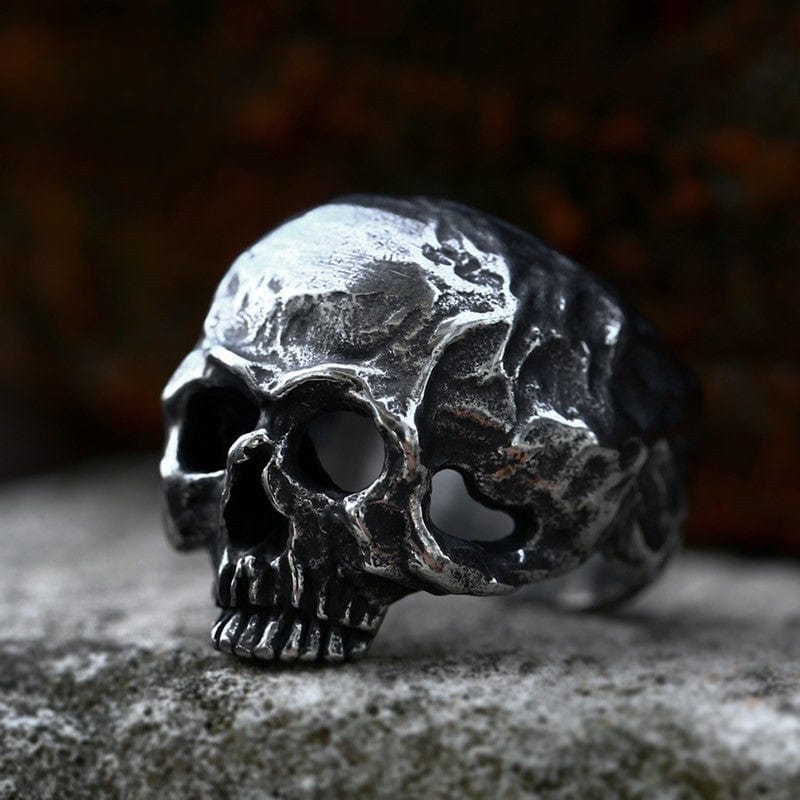 Kobine Men's Punk Distressed Skull Ring