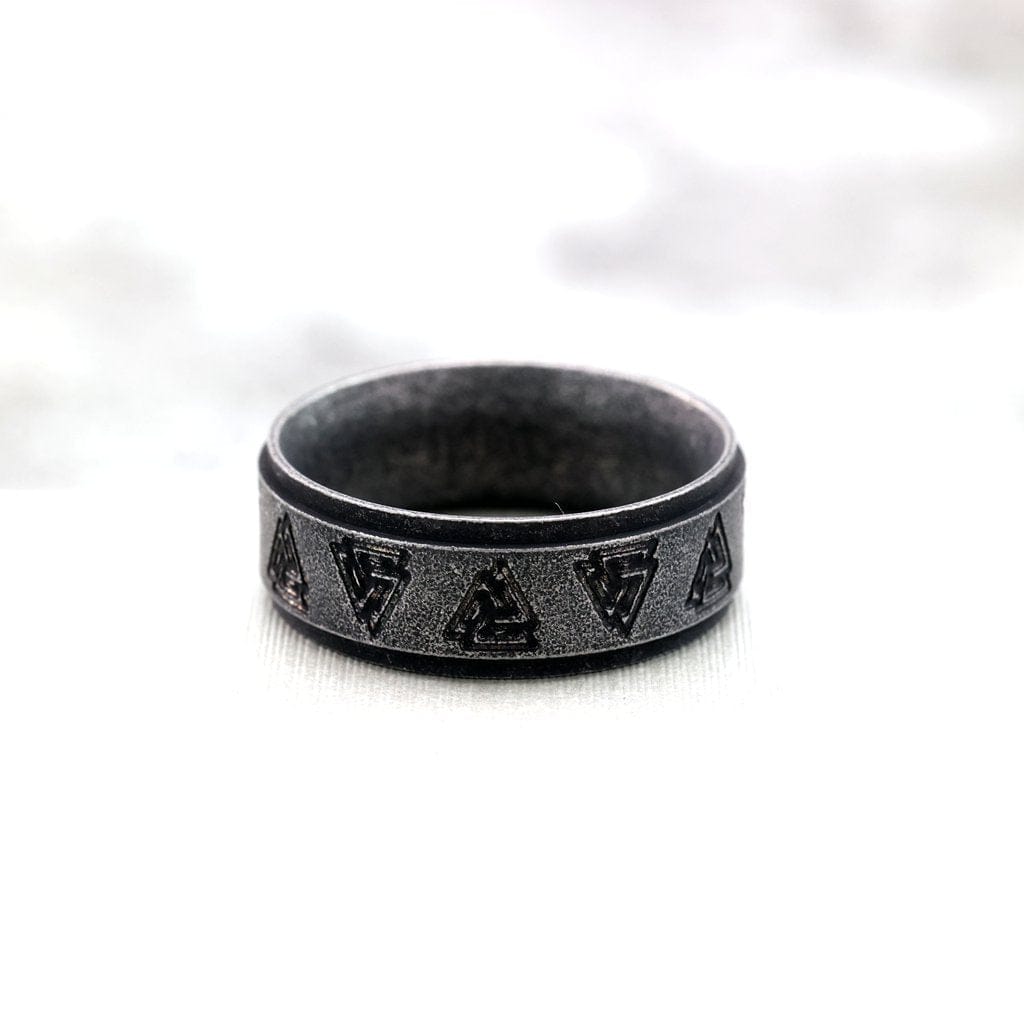 Kobine Men's Punk Distressed Valknut Ring