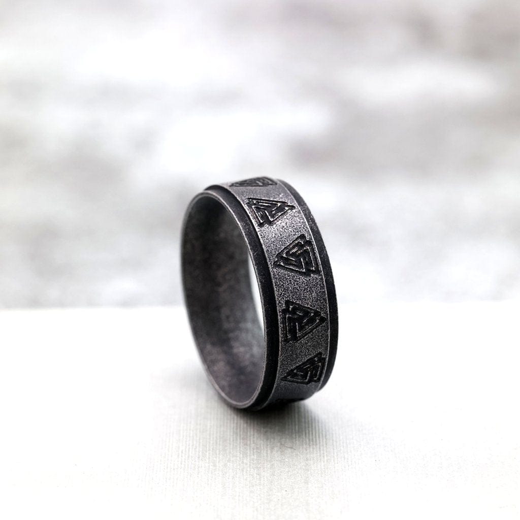 Kobine Men's Punk Distressed Valknut Ring