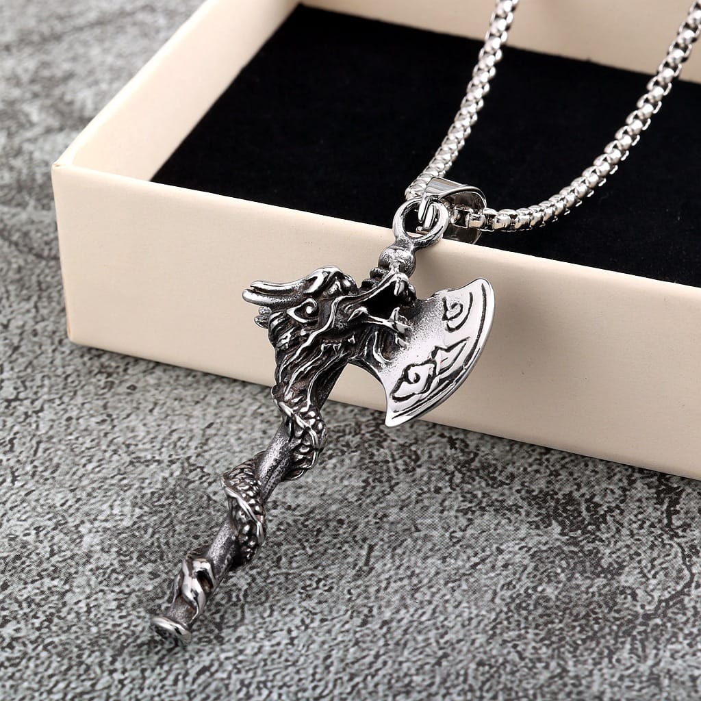 Kobine Men's Punk Dragon Axe Necklace