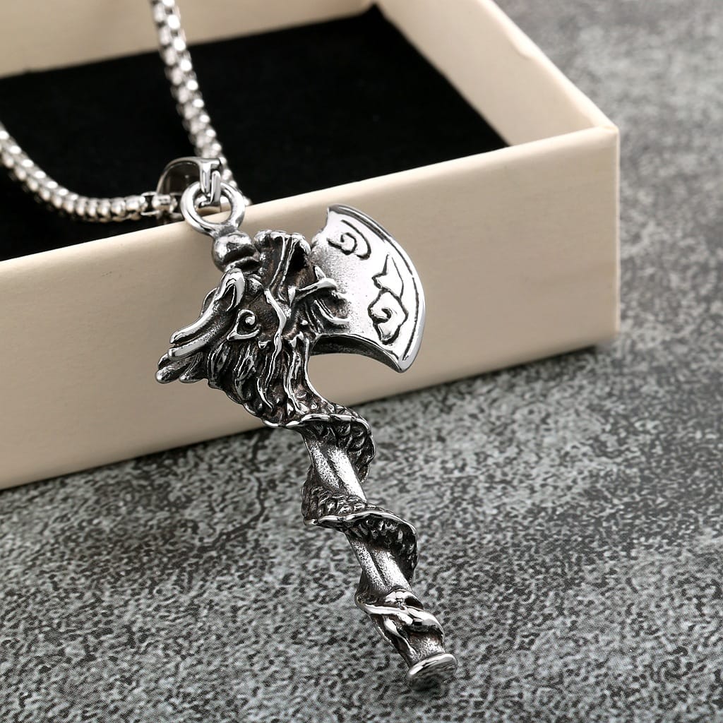 Kobine Men's Punk Dragon Axe Necklace