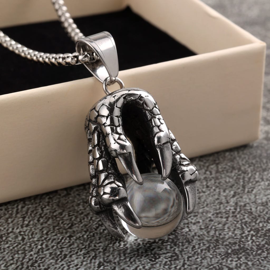 Kobine Men's Punk Dragon Claw Orb Necklace
