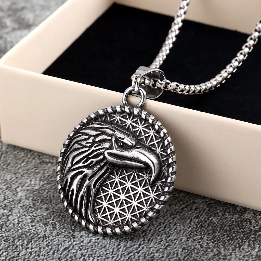 Kobine Men's Punk Eagle Embossed Necklace