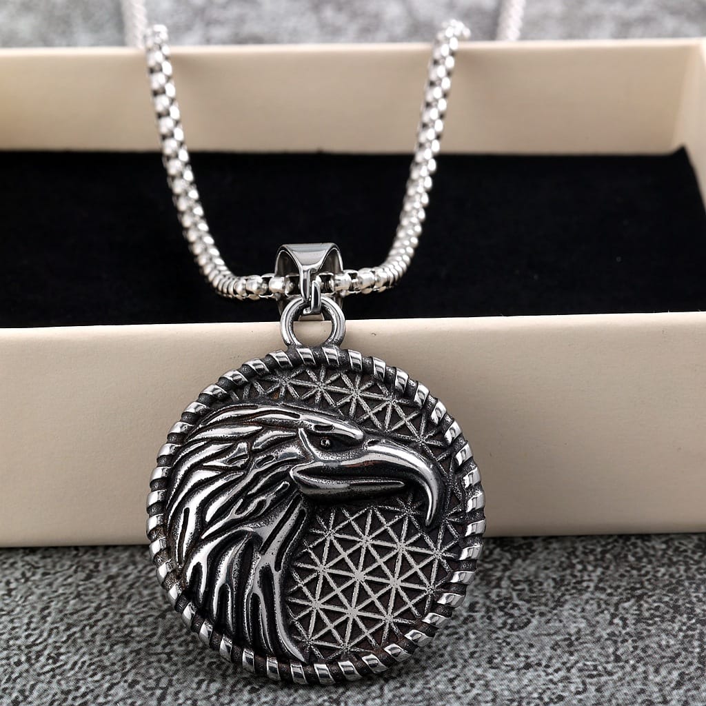 Kobine Men's Punk Eagle Embossed Necklace