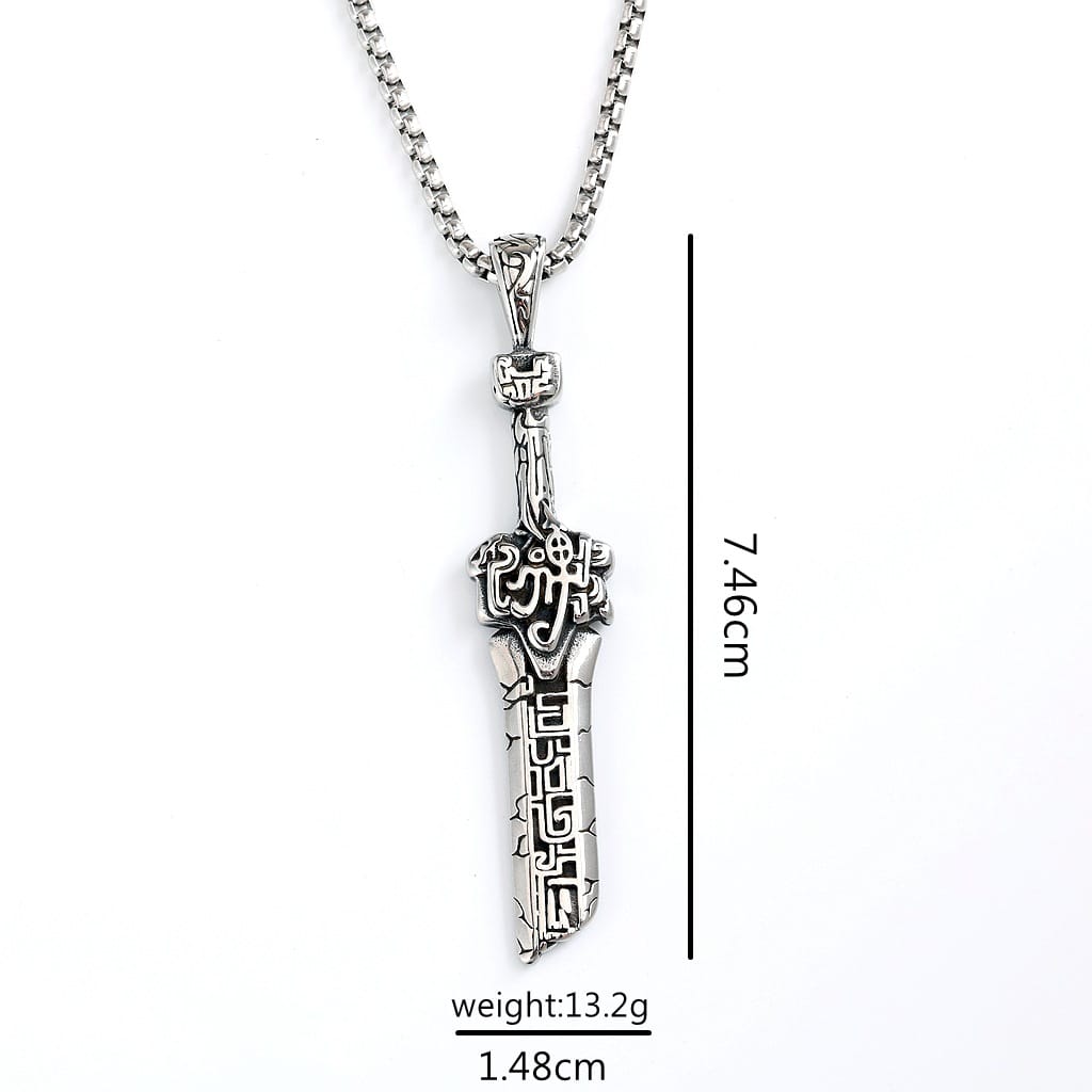 Kobine Men's Punk Embossed Broken Sword Necklace