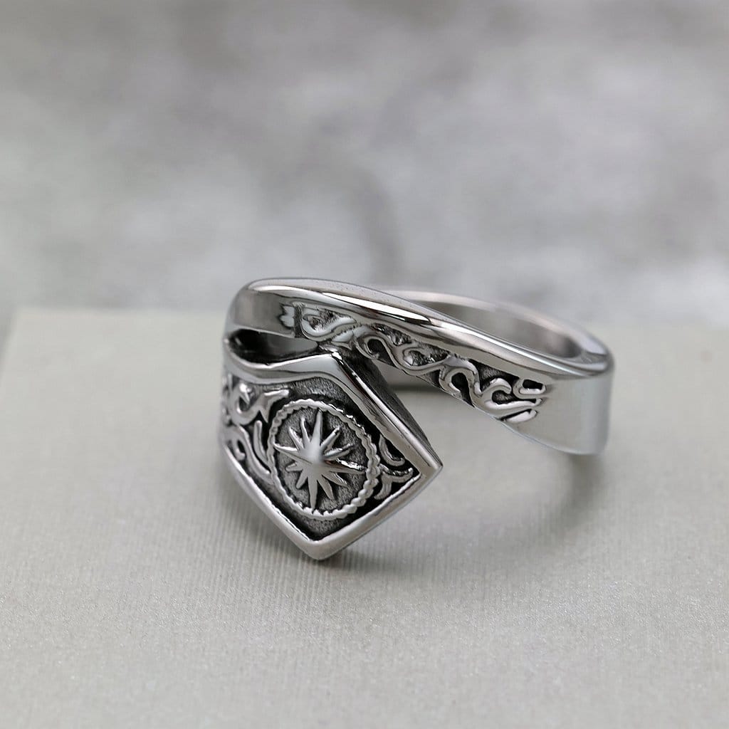 Kobine Men's Punk Embossed Irregular Ring