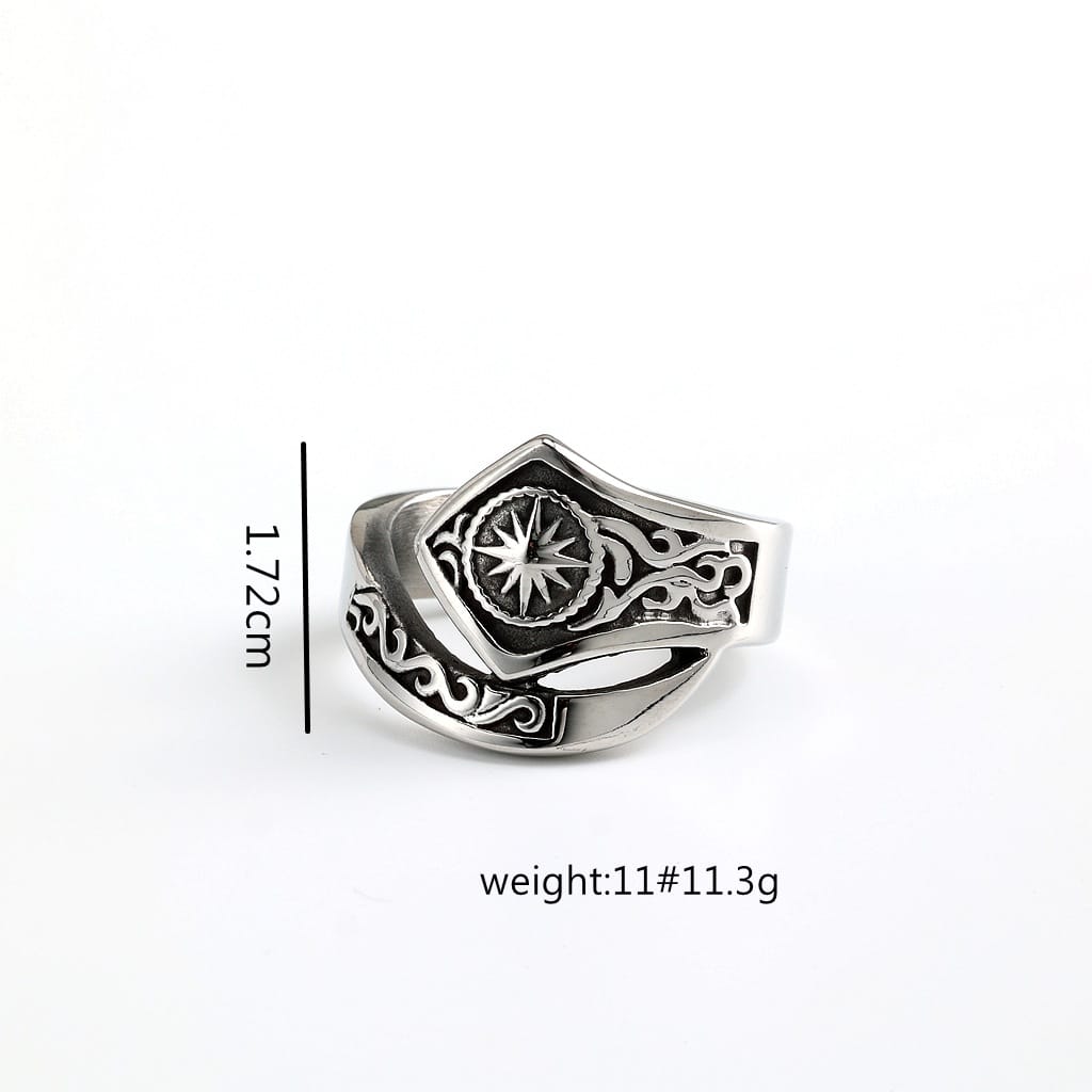 Kobine Men's Punk Embossed Irregular Ring