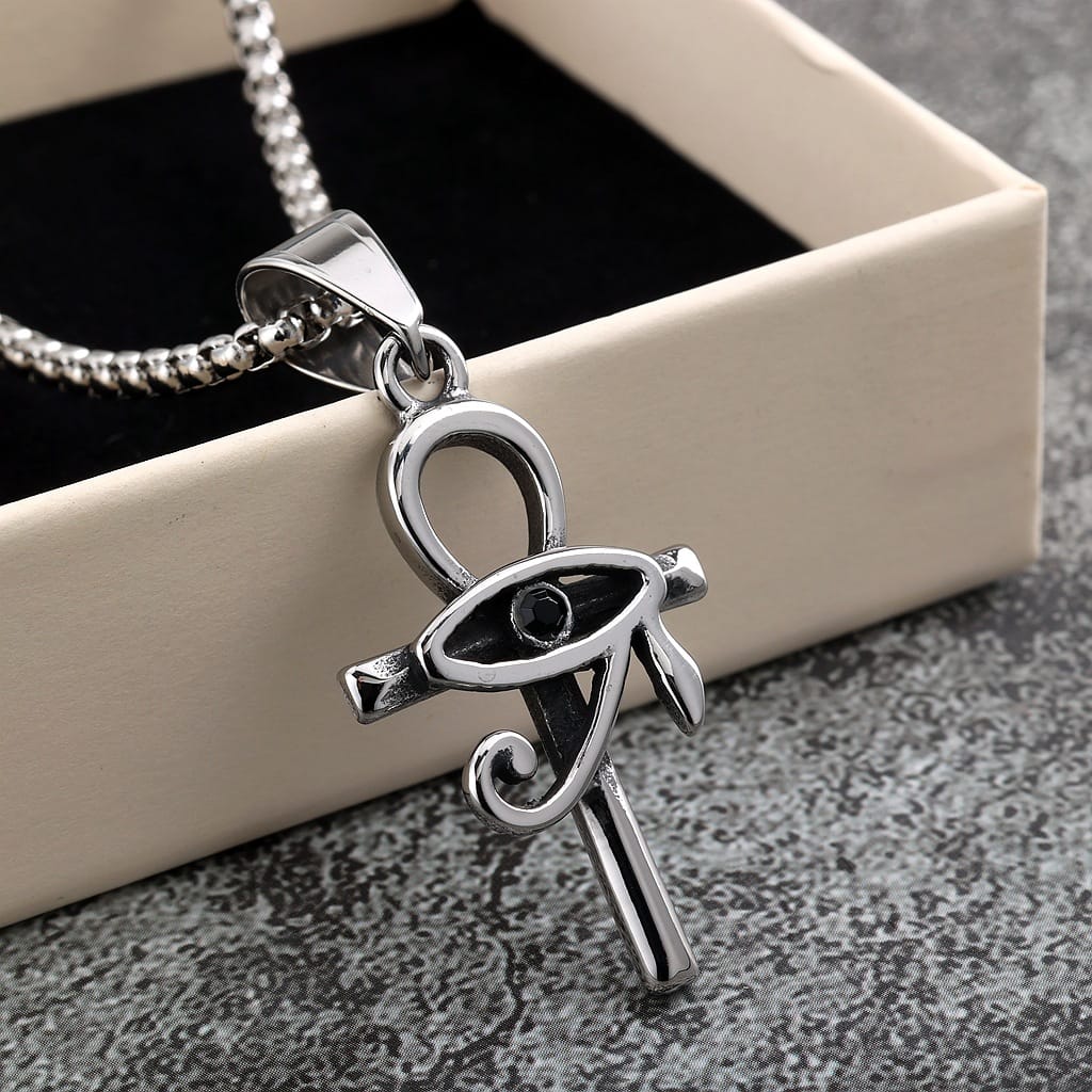 Kobine Men's Punk Eye Cross Necklace