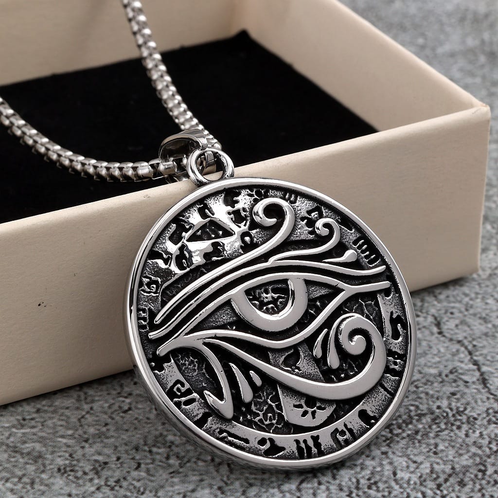 Kobine Men's Punk Eye Letter Necklace