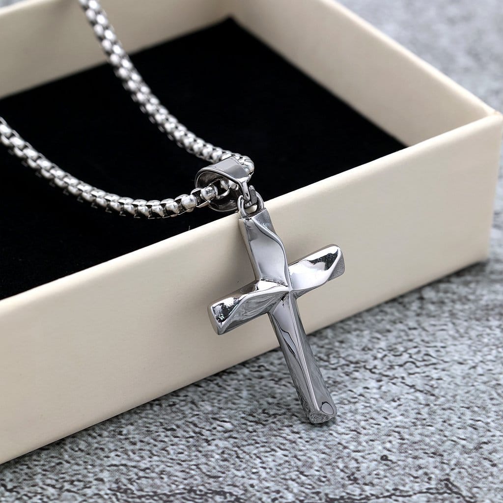 Kobine Men's Punk Faceted Cross Necklace