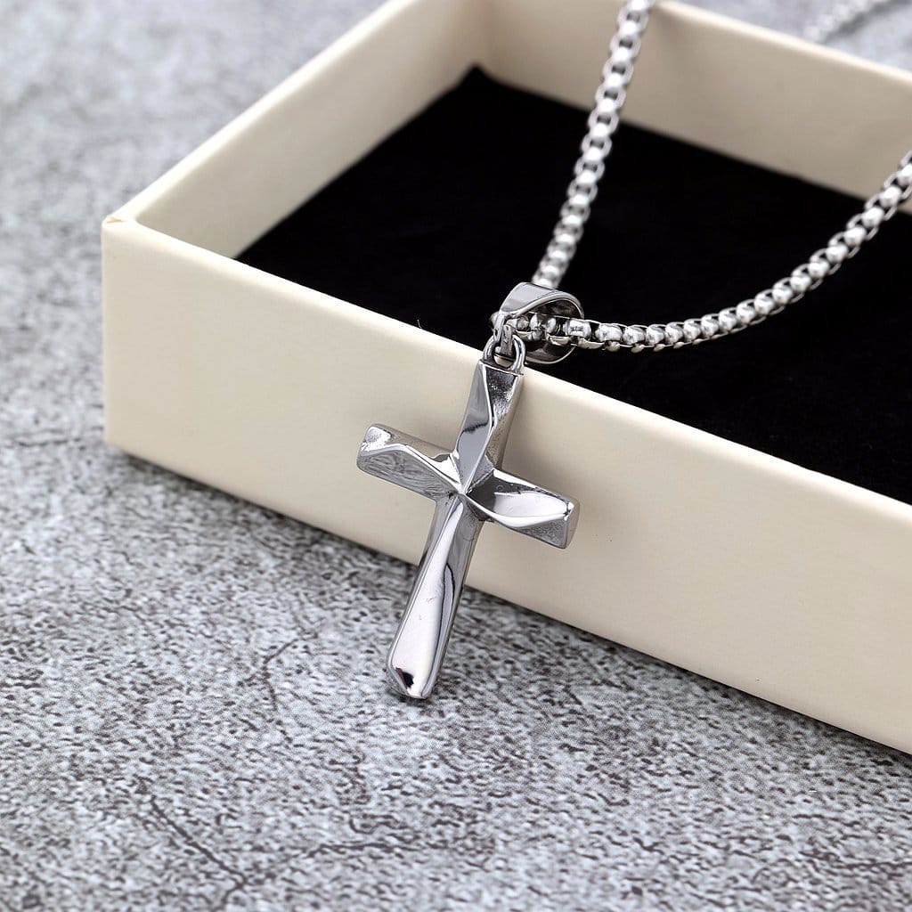 Kobine Men's Punk Faceted Cross Necklace