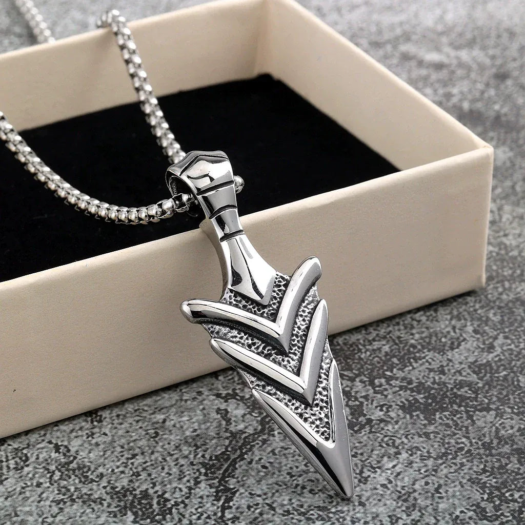 Kobine Men's Punk Geometric Arrow Necklace