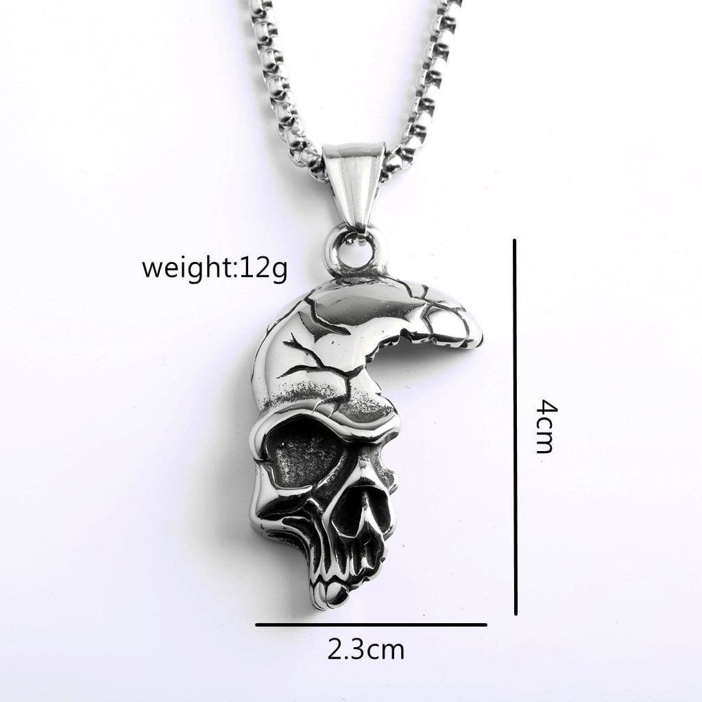 Kobine Men's Punk Half Skull Necklace