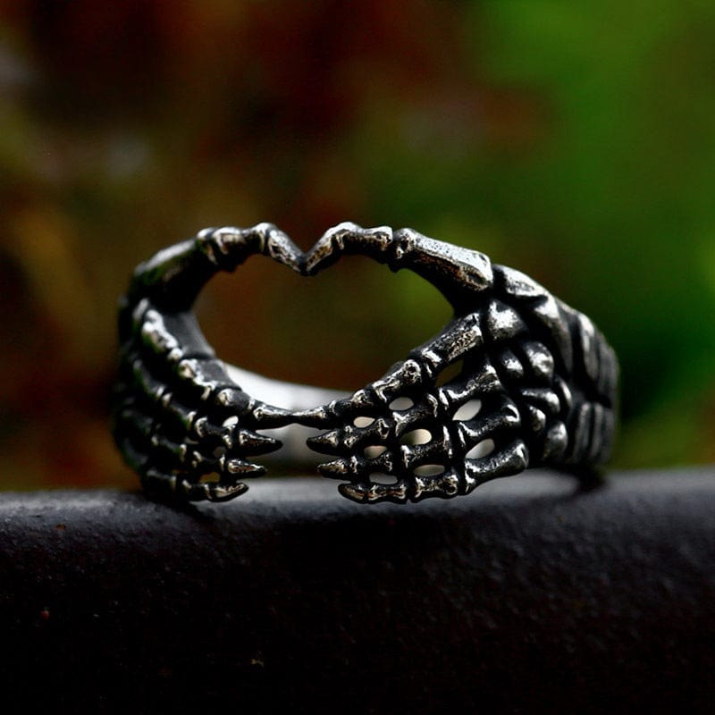 Kobine Men's Punk Heart Skeleton Ring