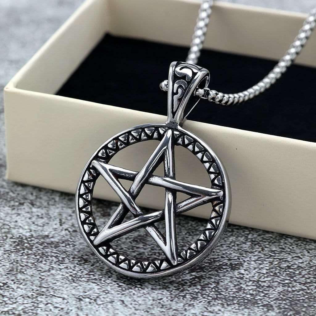 Kobine Men's Punk Hollow Out Pentacle Necklace