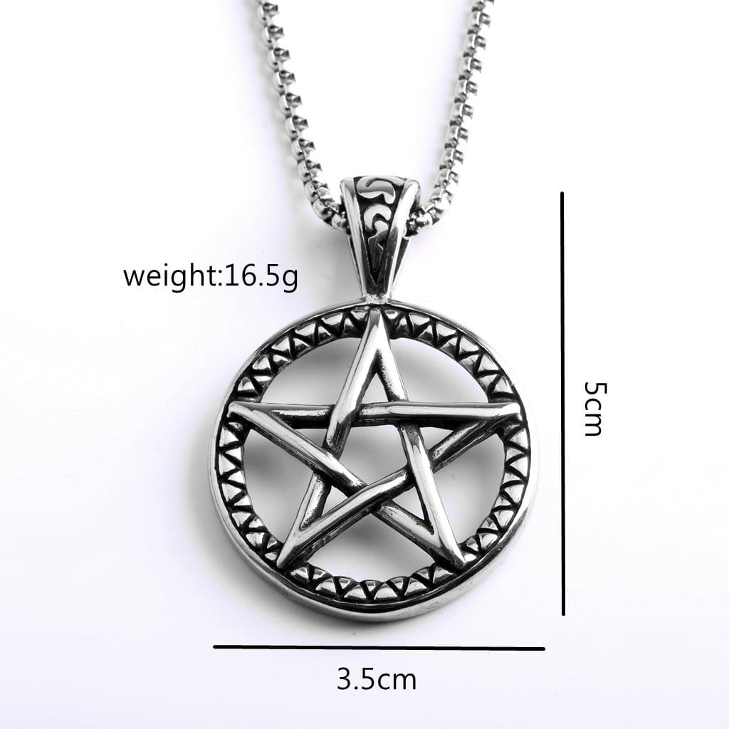 Kobine Men's Punk Hollow Out Pentacle Necklace