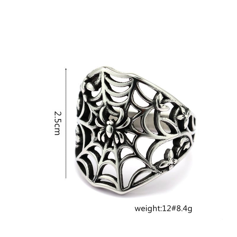 Kobine Men's Punk Hollow Out Spider Cobweb Ring