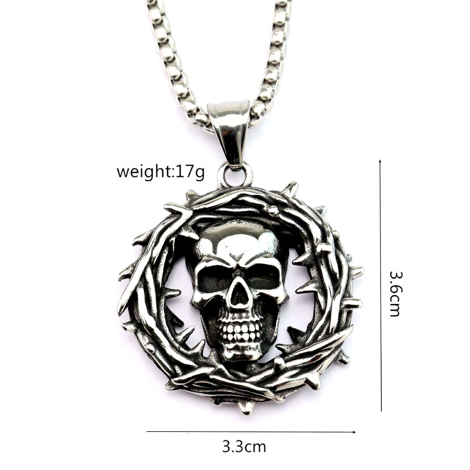 Kobine Men's Punk Hollow Out Thorns Skull Necklace