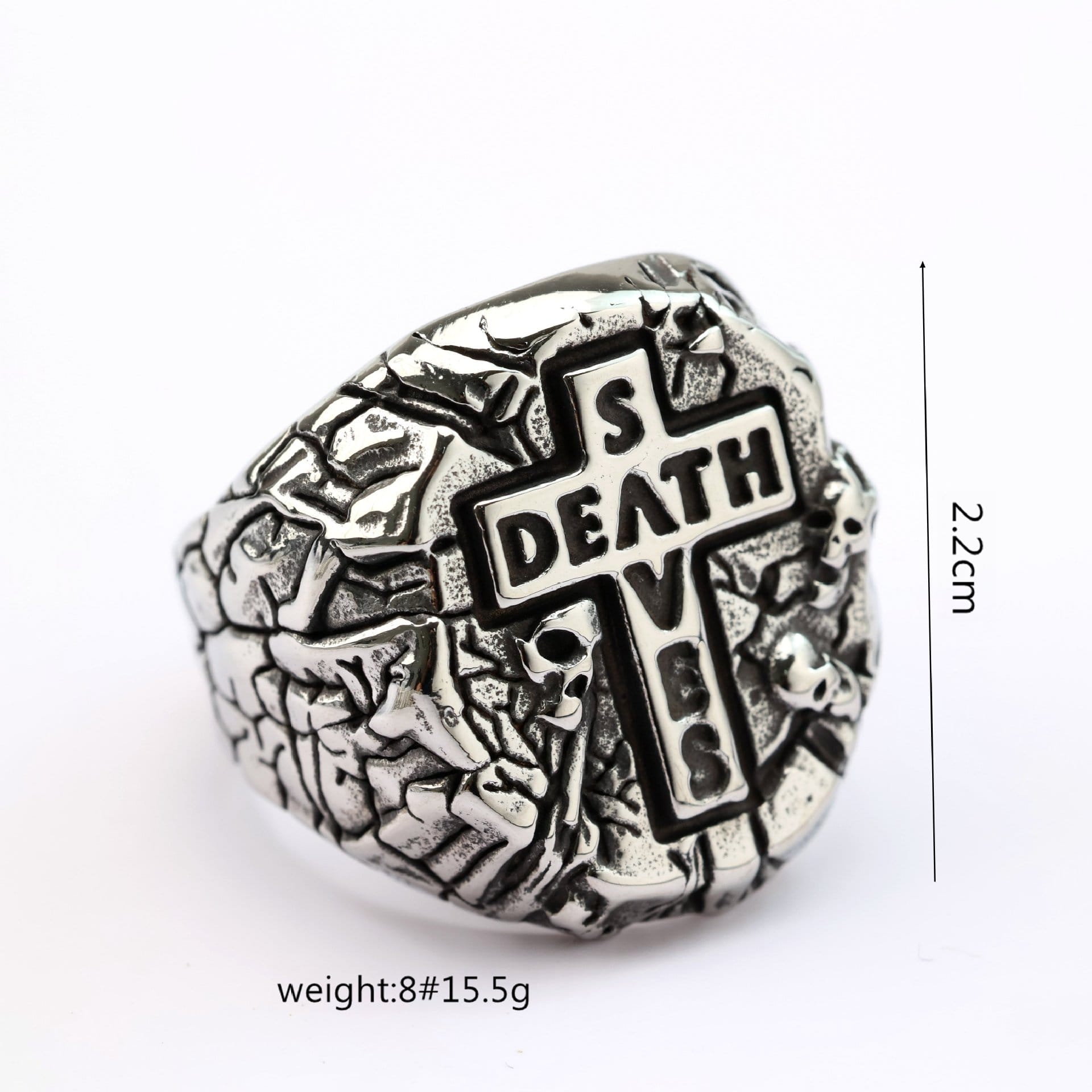 Kobine Men's Punk Letter Cross Ring