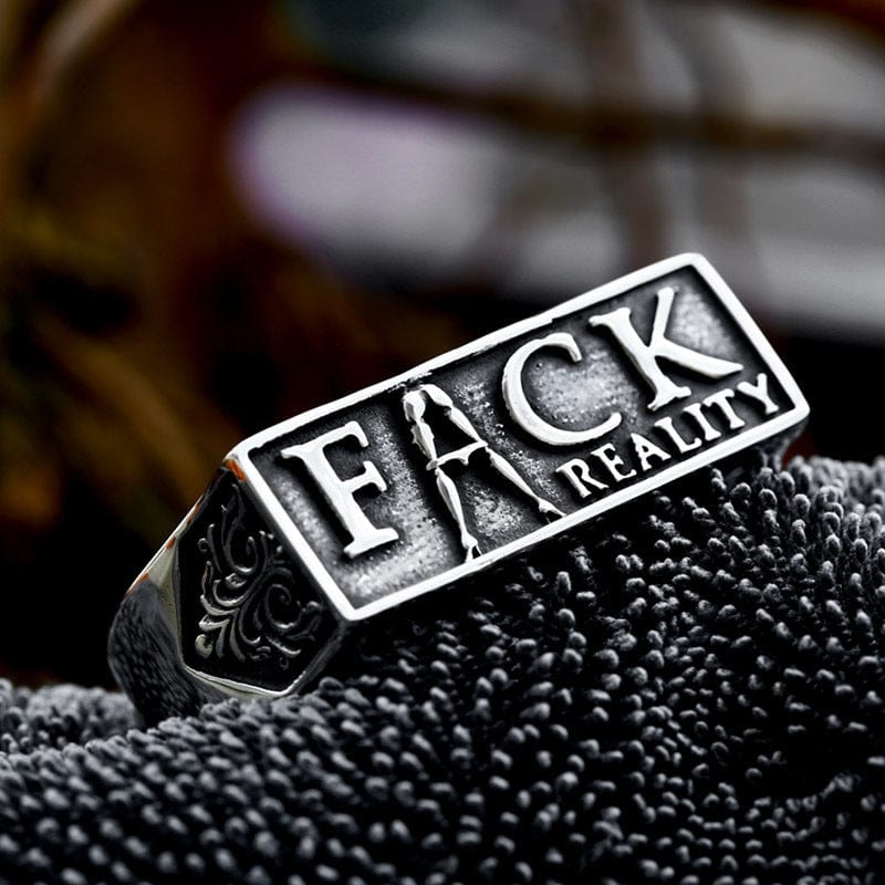 Kobine Men's Punk Letter Double Hole Ring