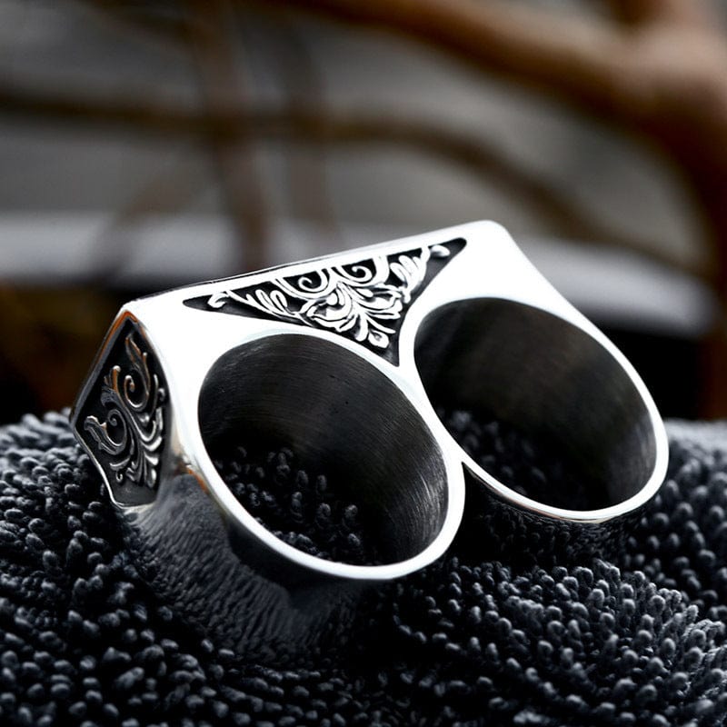 Kobine Men's Punk Letter Double Hole Ring