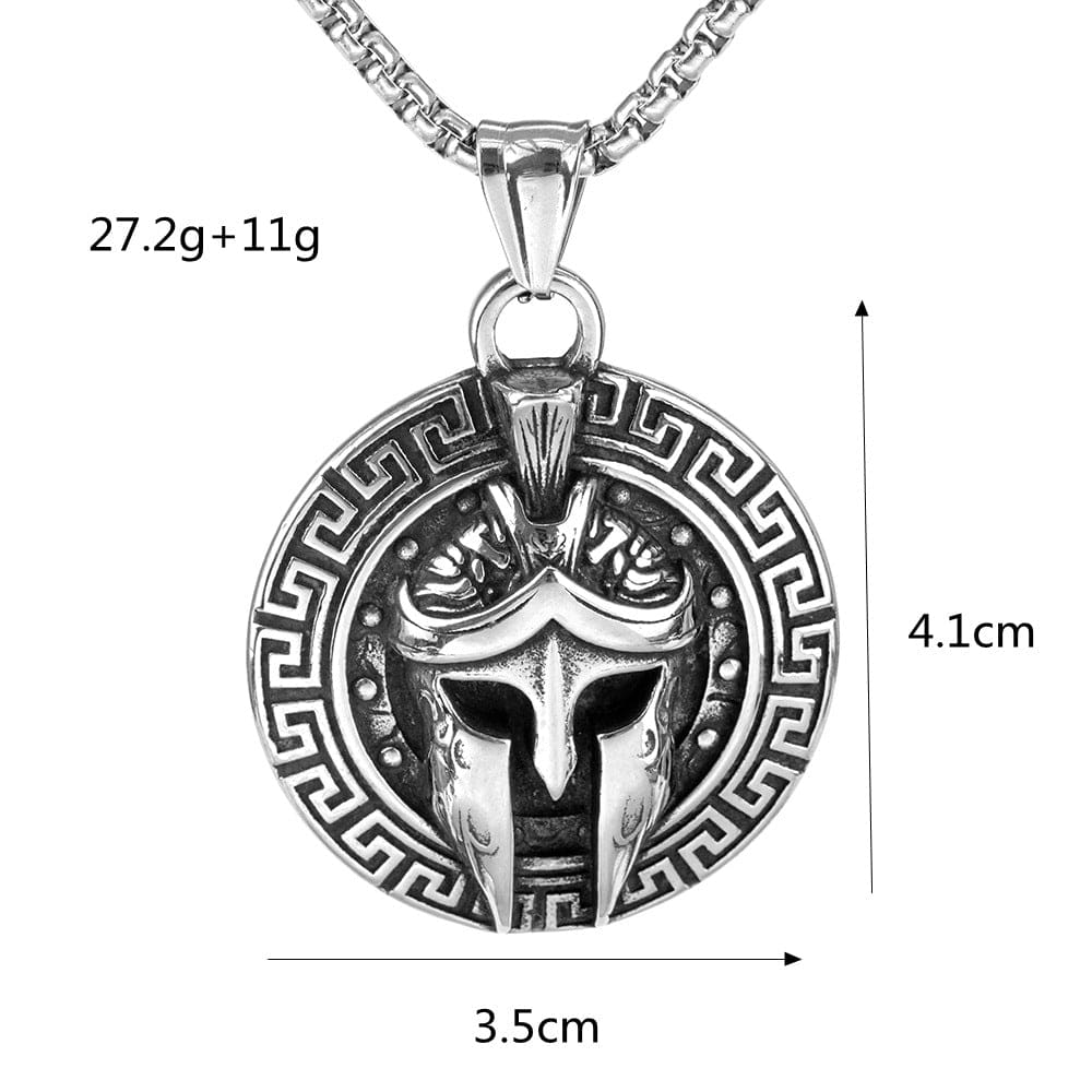 Kobine Men's Punk Meander Spartan Helmet Necklace