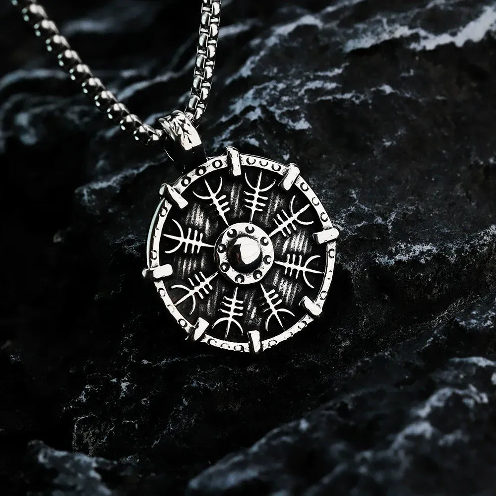 Kobine Men's Punk Norse Hagall Knot & Runes Necklace