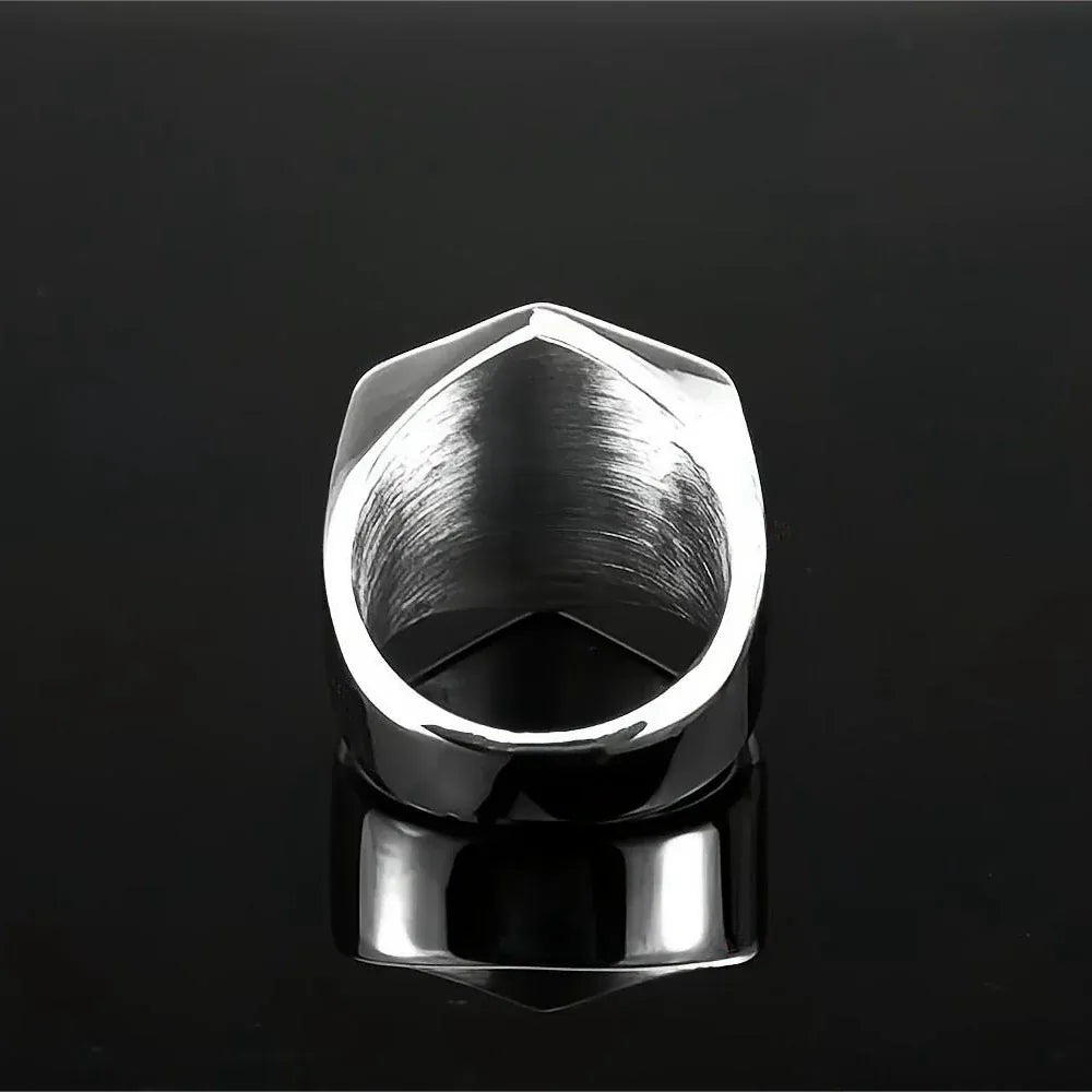 Kobine Men's Punk Norse Runes Geometric Hexagon Ring