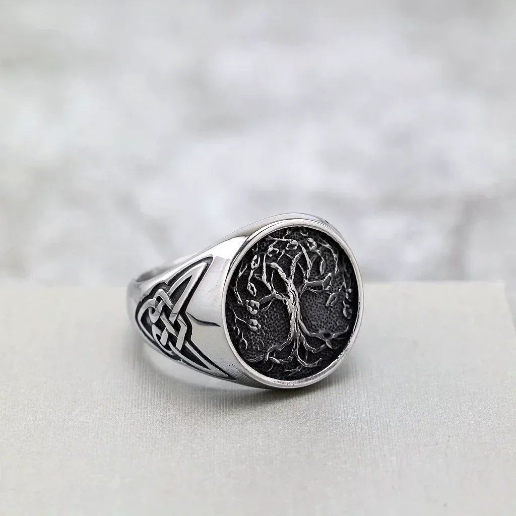 Kobine Men's Punk Norse Yggdrasil Ring