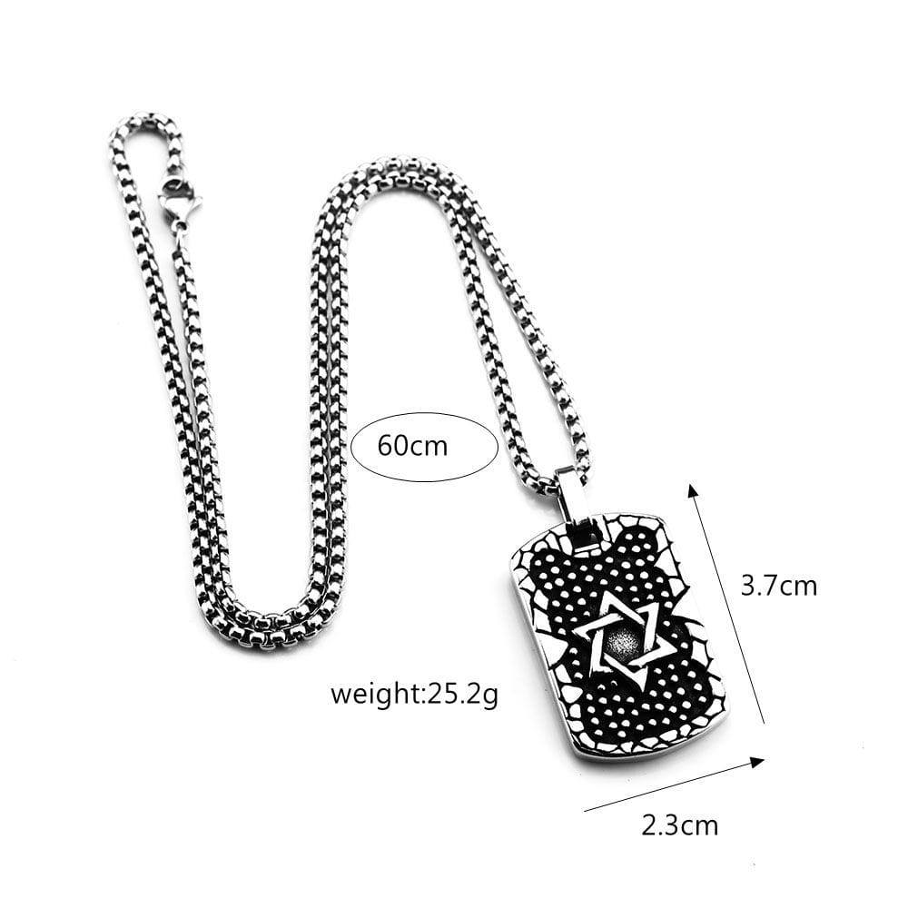 Kobine Men's Punk Pentacle Embossed Necklace